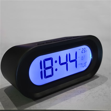 Elbe RD-700-N Reloj Despertador con Termómetro y Calendario Negro