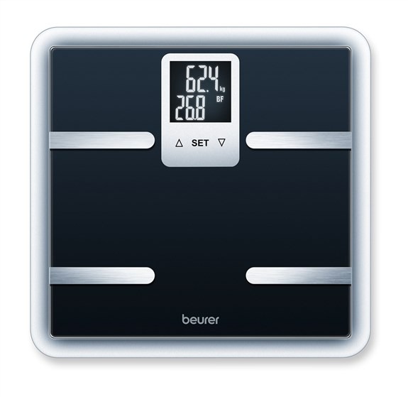 Báscula digital de cristal con medidor de grasa corporal - Tecnopura