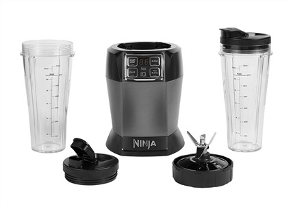 Batidora de vaso  Ninja BN750EU, 1200 W, 2.1 l, Vaso individual 0.7 l,  Tecnología Auto-iQ, Negro