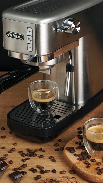 Cafetera Espresso Ariete 1380 Slim - 1300W, 15 Bares, Thermoblock, 1.1  Litros, Acero Inox, Brazo
