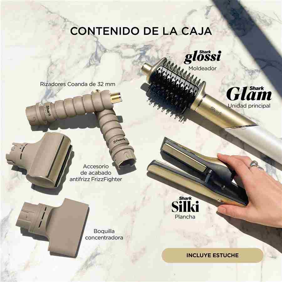 HD6051SEU MOLDEADOR Y SECADOR CON PLANCHA SHARK GLAM PARA ALISADO SIN FRIZZ Y ONDAS DORADO | SHARK - Imagen 15